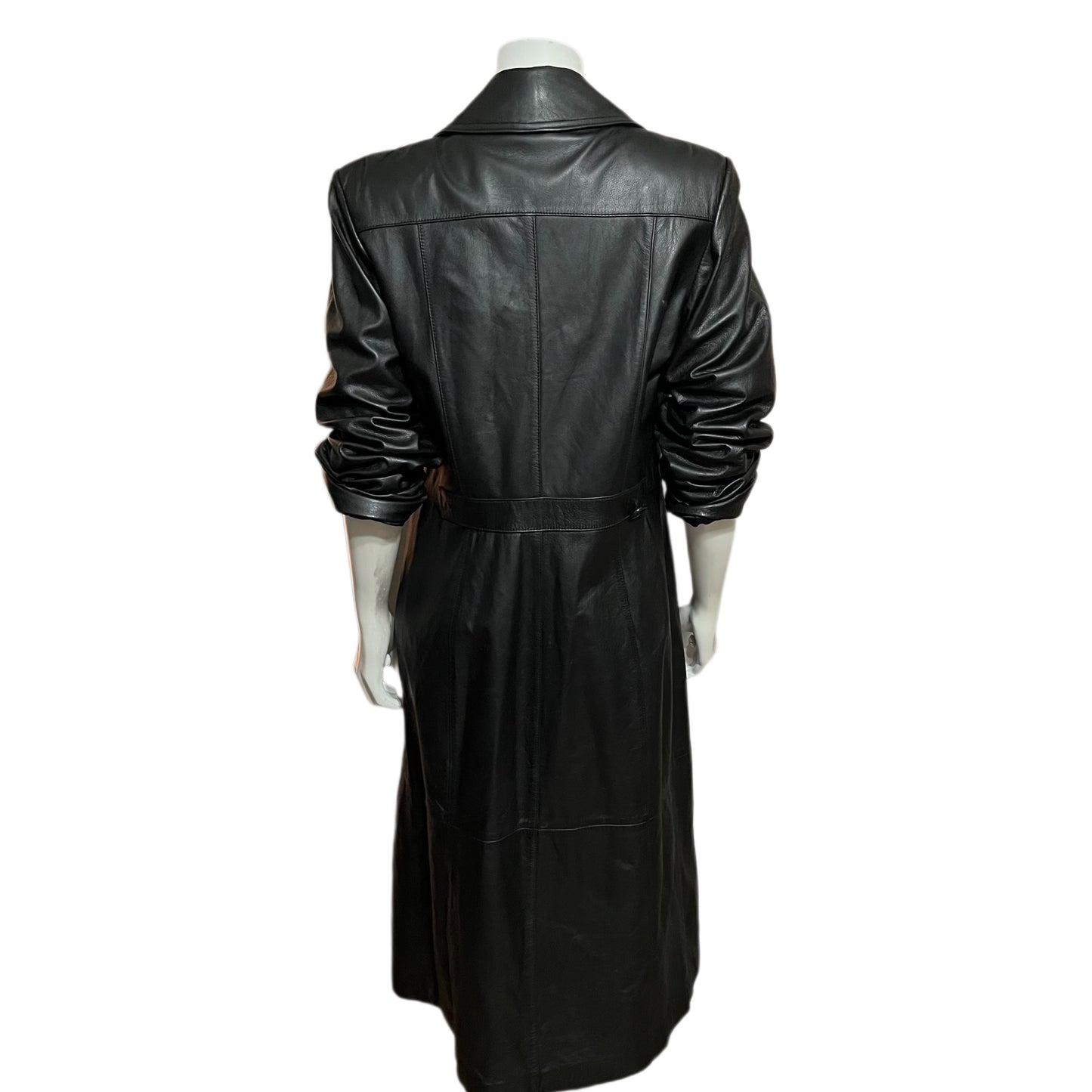 New York By Winlet Black Leather Trench Jacket Sz-Small