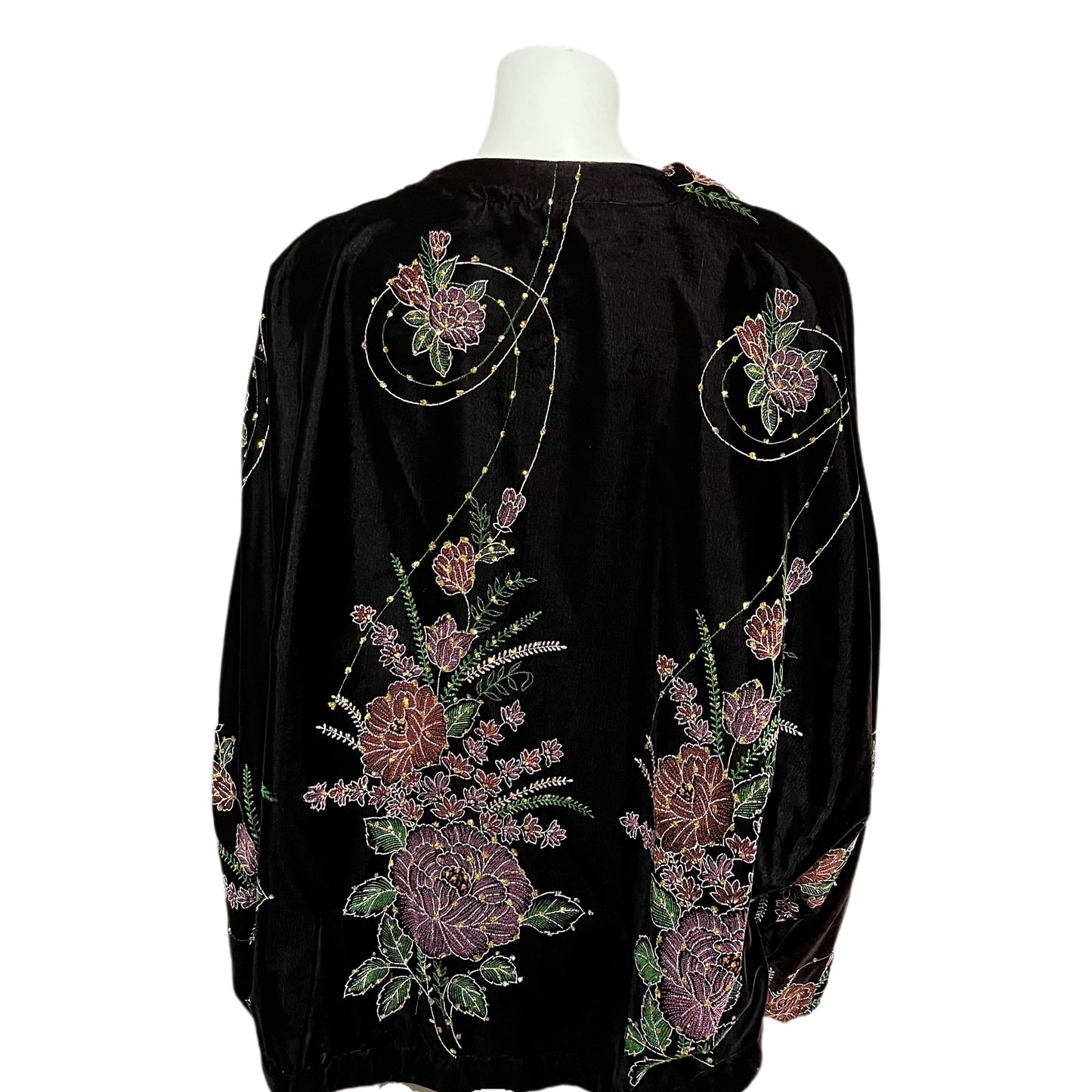 Velvet Purple With Floral Embellished Print Jacket