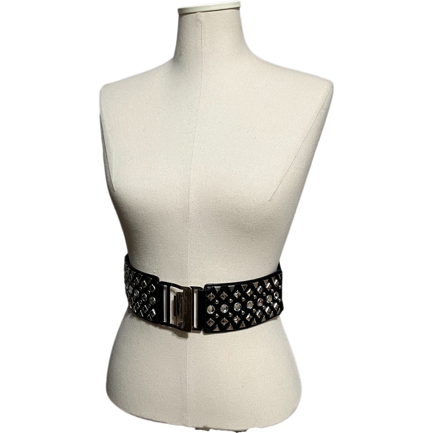 Black With Studs & Rhinestones Stretch Belt Sz-Medium/Large