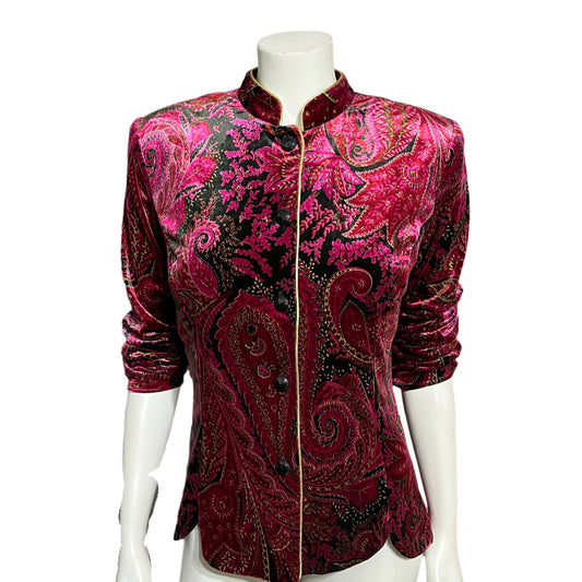 RK Evening Fushia Paisley Stretch Blouse Sz-Medium