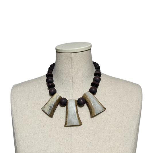 Gray & Ivory Unique 3 Statement Beaded Necklace