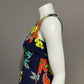 Taylor Textured Navy Multicolored Floral Fit & Flare 100% Cotton Dress Sz 4