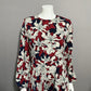 PinkyOtto Gray Maroon Navy Floral Leaf Long Sleeve Dress Sz-8