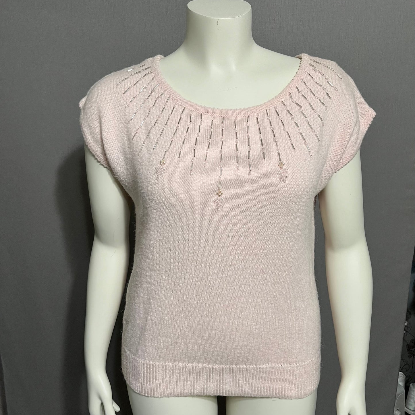 Vintage L.O.H Light Pink Beaded Embellished Sweater Sz-Medium