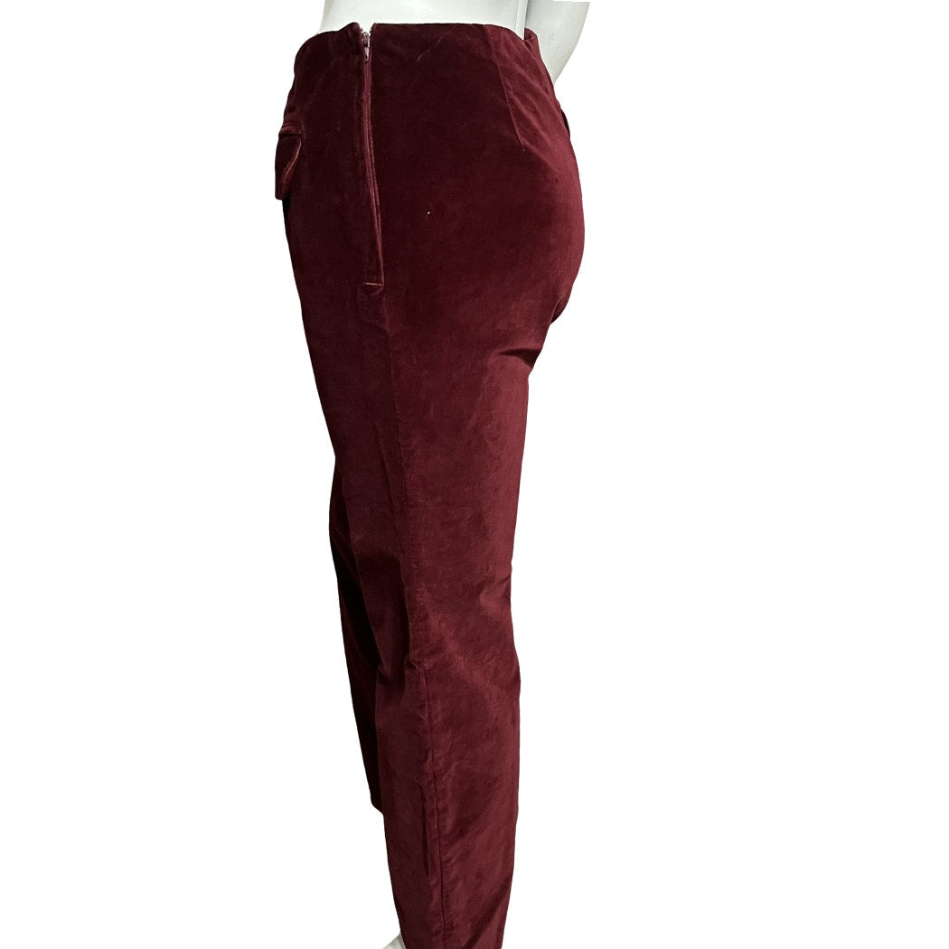 Newport News Maroon Cotton Velvet Pants Sz-6