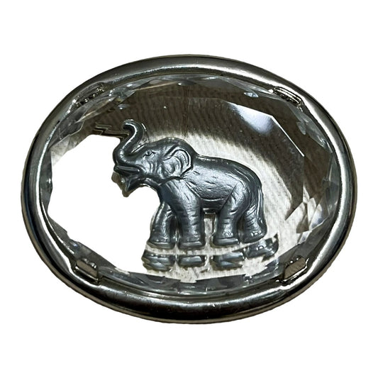 Vintage Silver Elephant in a Clear Surrounded Closure Brooch