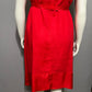 Sundance Red 100% Linen V-Neck Flare With Silk Trim Tie Dress Sz-Large