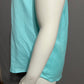 Context Turquoise V-Neck Linen Blend Sleeveless Top Sz-Medium