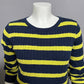 Izod Lime Green & Navy Striped 100% Cotton Long Sleeve Sweater Sz-Large