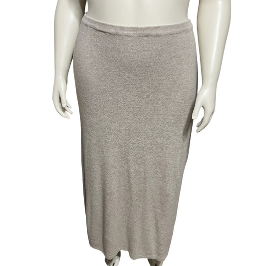 Tweeds Womens Linen Cotton Ponte Knit MIDI Fitted Skirt Sz-XL