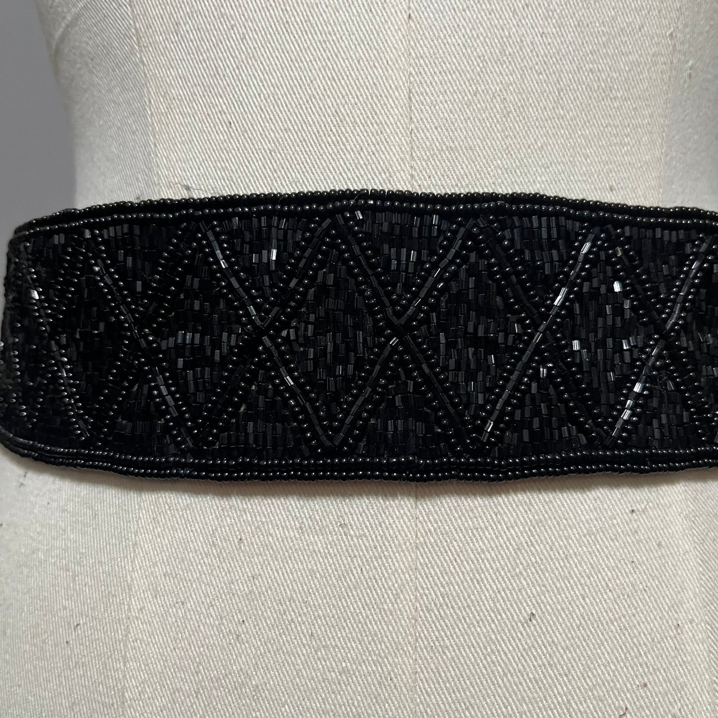 Talbots Black Evening Beaded Wide Velcro Wrap Belt Sz-Medium