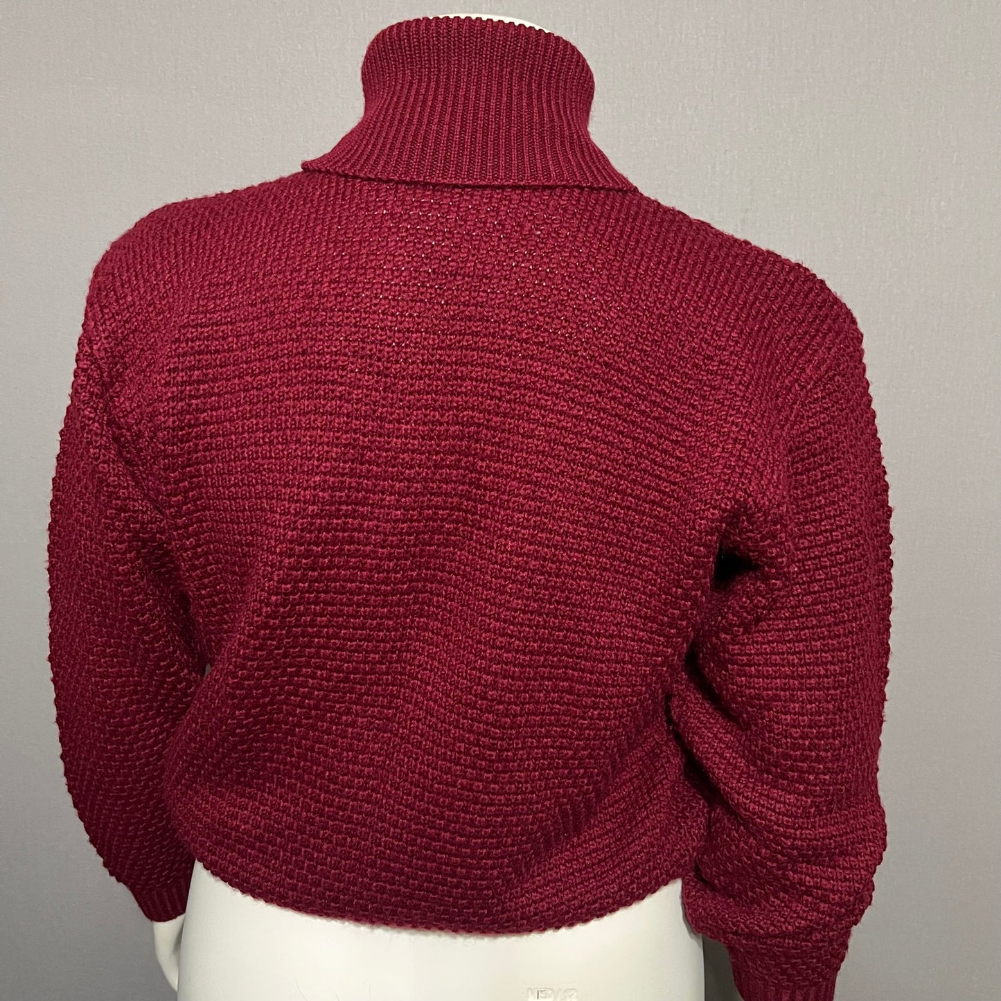 Studio Burgundy Chunky Cable Knit Turtleneck Sweater Sz-Medium