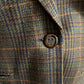 Vintage Requirements Chocolate Wool Blend Plaid One Button Blazer Sz-12