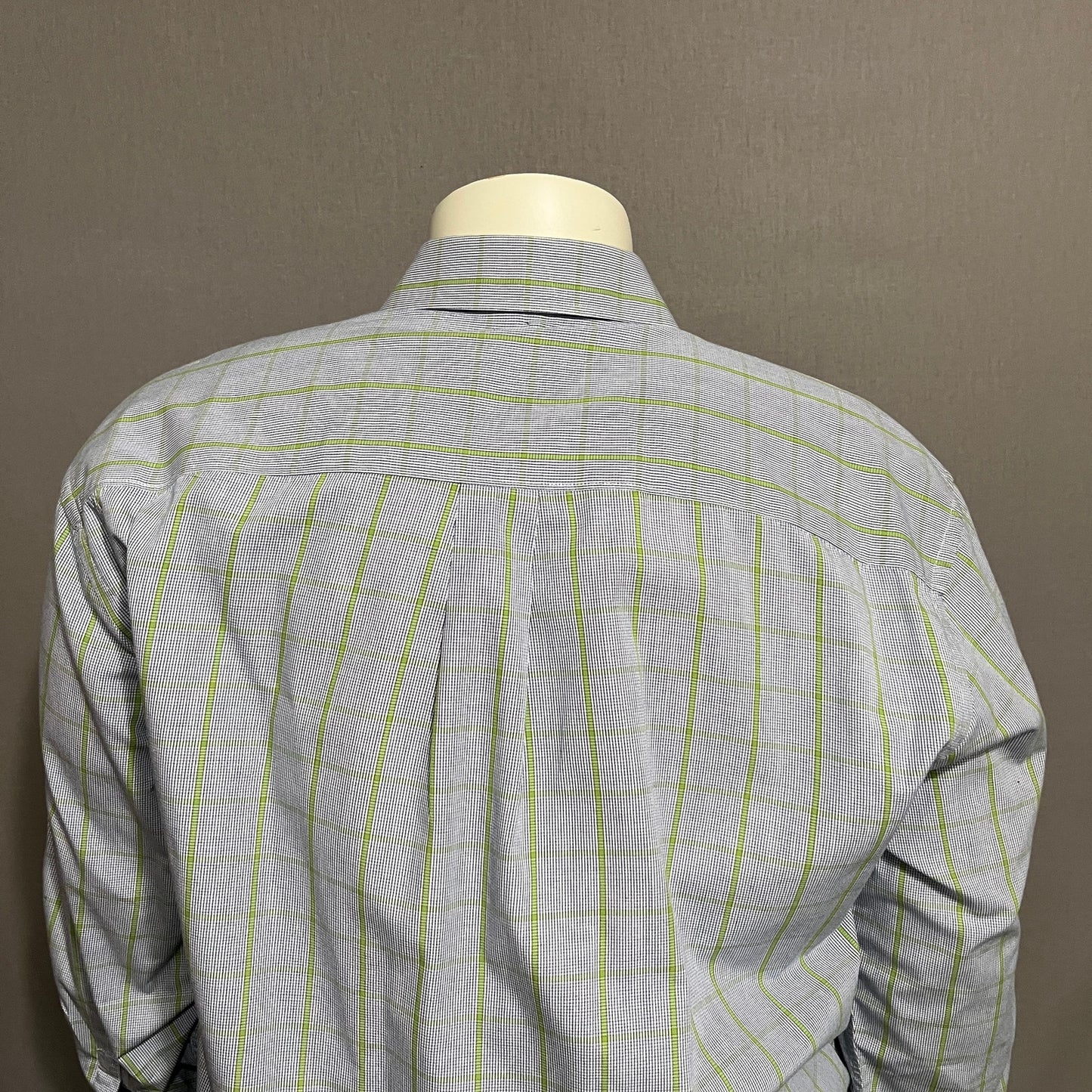 Alan Flusser Men’s XL Window Pane Button Up Blue Green Long Sleeve