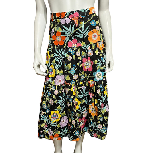 J. Crew 100% Cotton Floral Drop Waist Midi Skirt Sz-Xtra Small/00