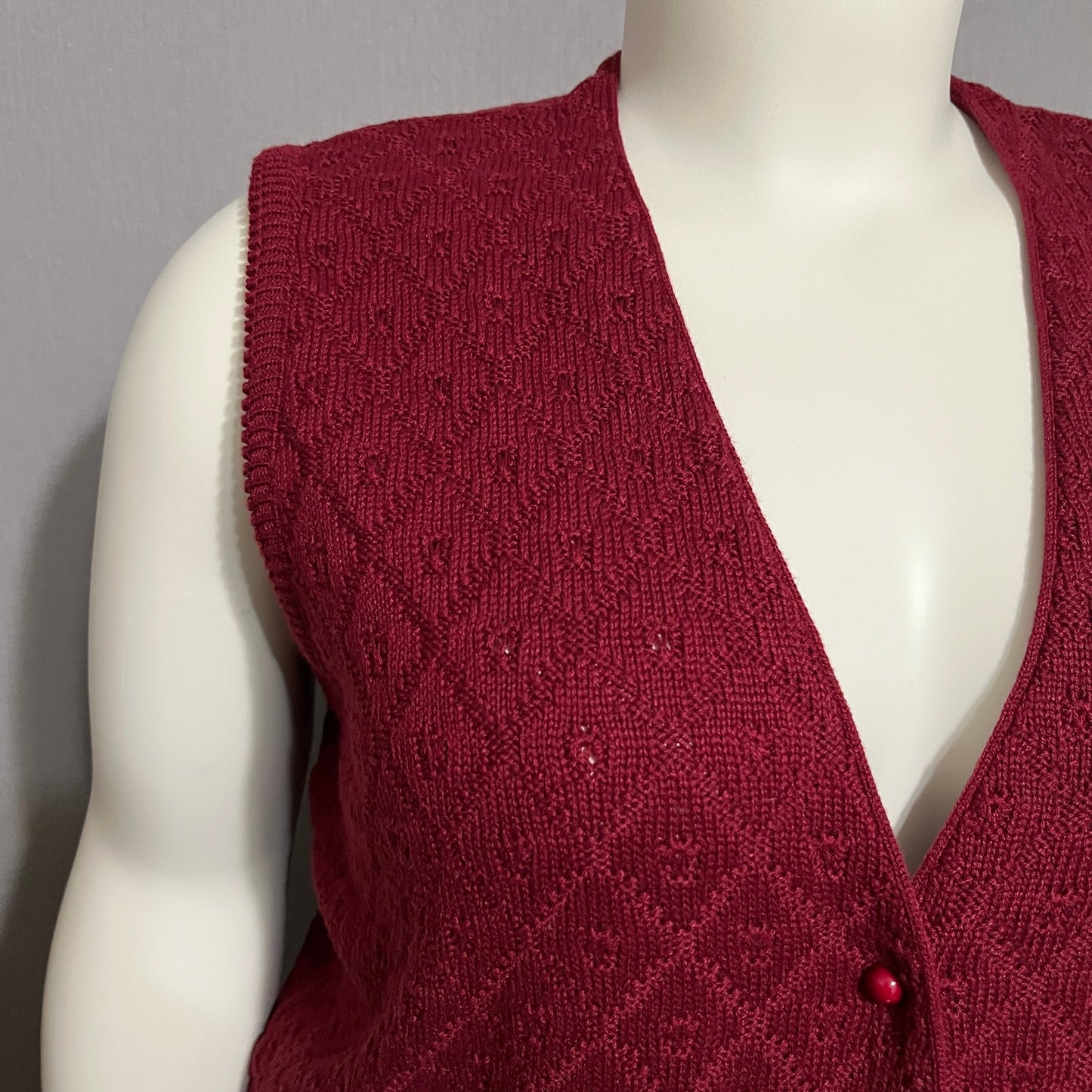 Women’s Sweater Sleeveless Vest Sz-XL Maroon Cotton