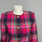 Lord & Taylor Pink Fuchsia Plaid Print Fitted Blazer Sz-6P