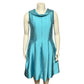 Sara Campbell Blue Silk Cotton Pleated Flare Sleeveless Dress Sz-10