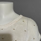 Vintage Lauren Rogers Ramie Cotton Gold Pearl Beaded Sweater Sz-Small