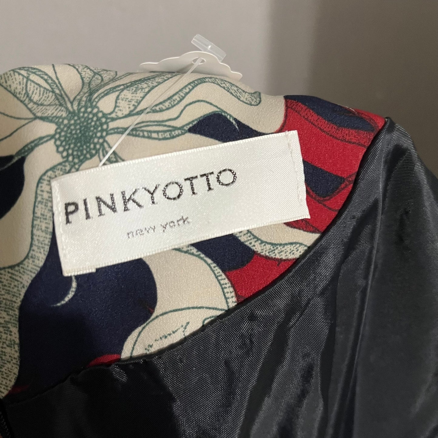 PinkyOtto Gray Maroon Navy Floral Leaf Long Sleeve Dress Sz-8