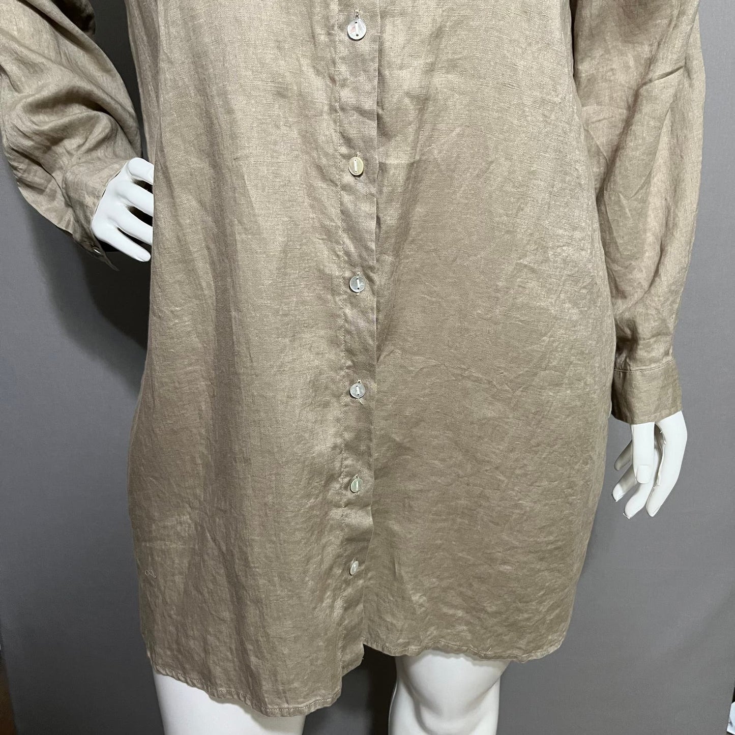 J.Jill 100% Linen Long Button Front Shirt Sz-XL