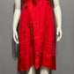 Sundance Red 100% Linen V-Neck Flare With Silk Trim Tie Dress Sz-Large