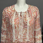 BCBG Sheer Peasant Boho Paisley Print Long Sleeve Blouse Sz-Large