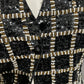 Theo Beaded Gold Black Sequin Square Print Vest Sz-Medium