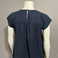 Loft 100% Cotton Navy Pleated Flare Shirt Sleeve Top Sz-Medium