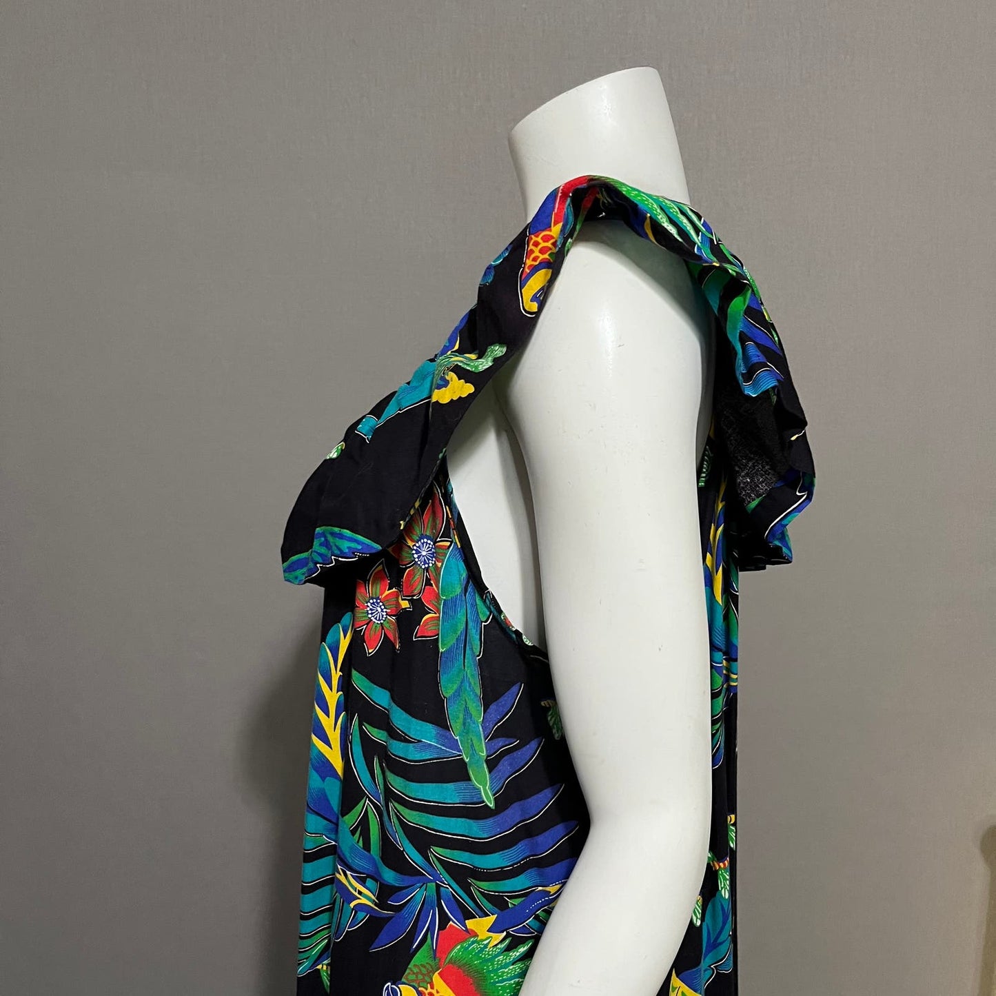 Neiman Marcus Vintage Parrot Artsy Print Cotton Dress Sz-Large