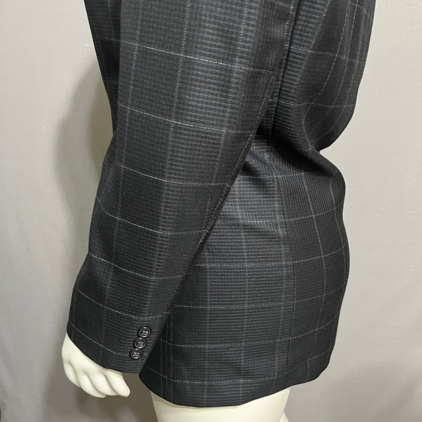 Bartolini Windowpane Black Virgin Wool/Silk Men’s Suit Sports Jacket Sz-54