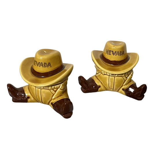 Nevada Western Cowboy Themed 2 Pc Ceramic Salt & Pepper Shakers