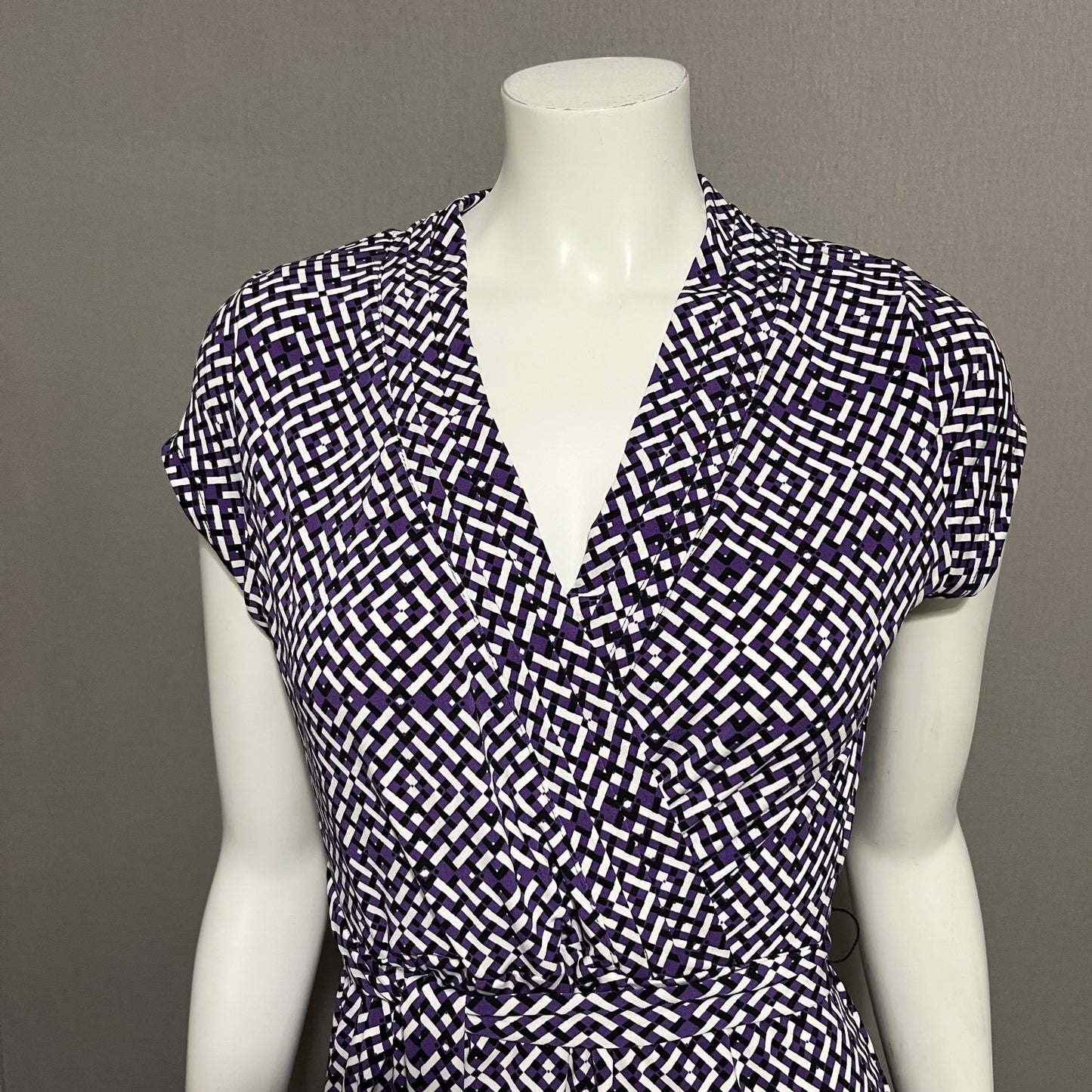 Liz Claiborne Purple Geometric Print Tie Knit Dress Sz-Small