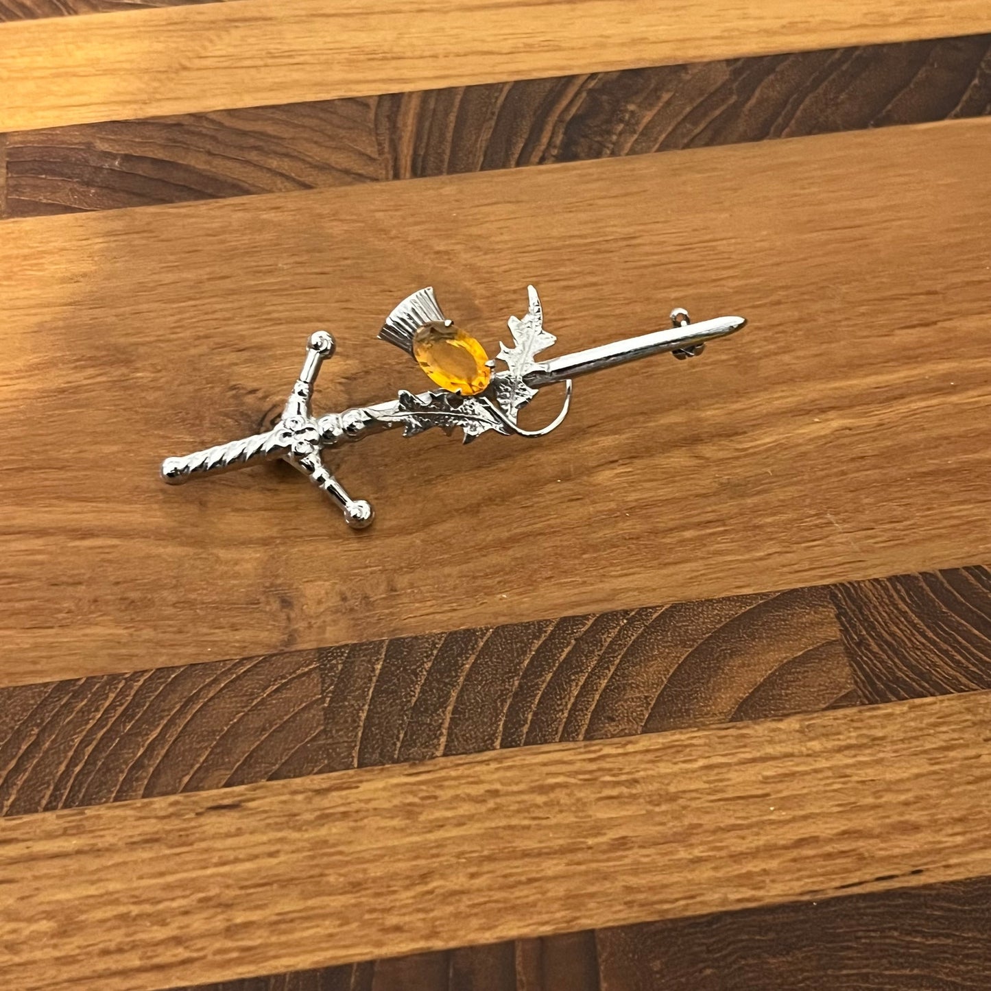 Vintage Signed Fall Themed Kilt Pin or Sword Brooch