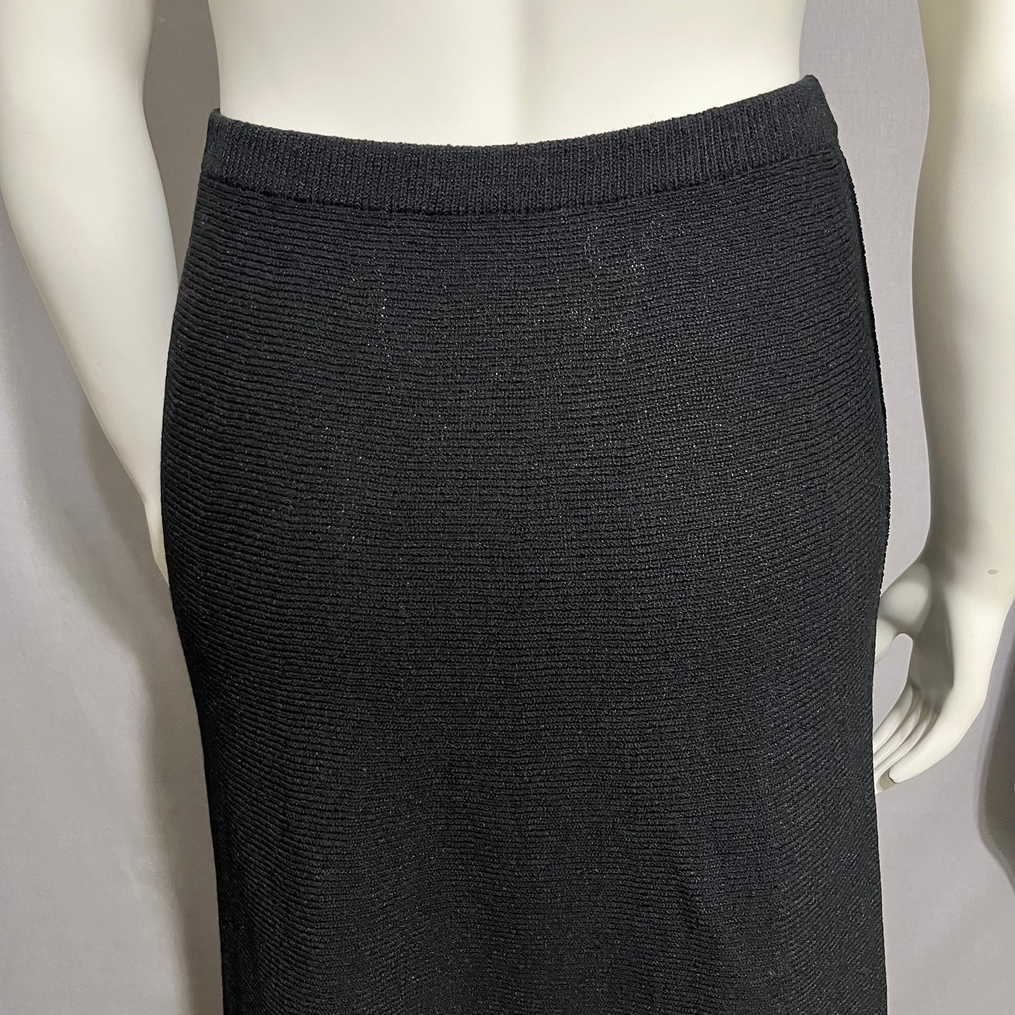 Vintage Santana Knit Black Pull On Pencil Skirt Sz-Large