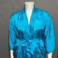 Vintage Golden Bee Embroidered Bird Print Turquoise Robe Sz-Medium/Large