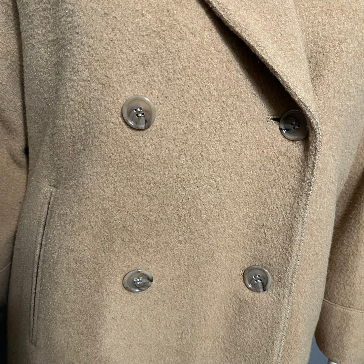 Calvin Klein Camel Hair Wool Double Breasted Tan Coat Sz-6 (Large)