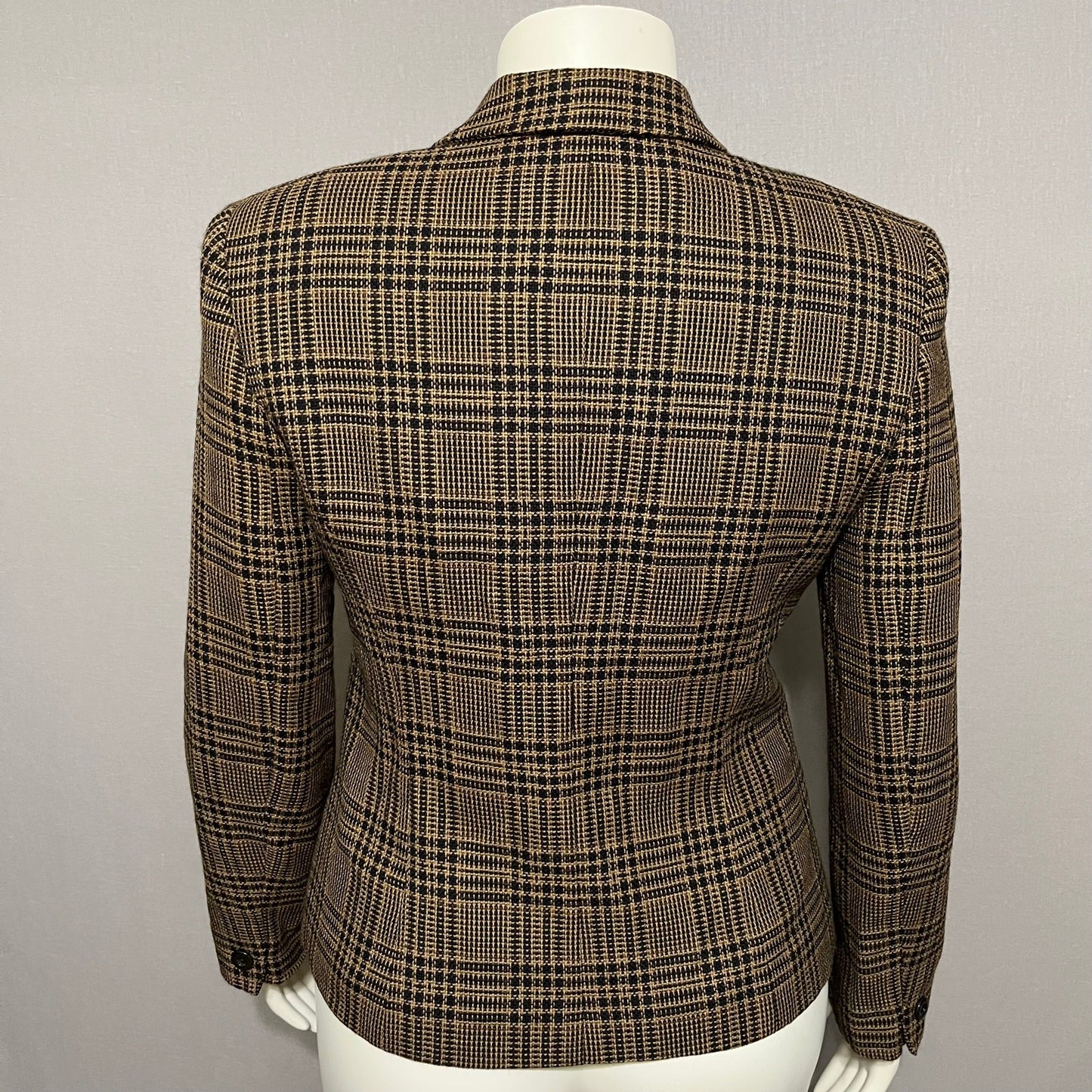 Jones New York Brown Plaid Academia 3 Button Front Blazer Sz-10
