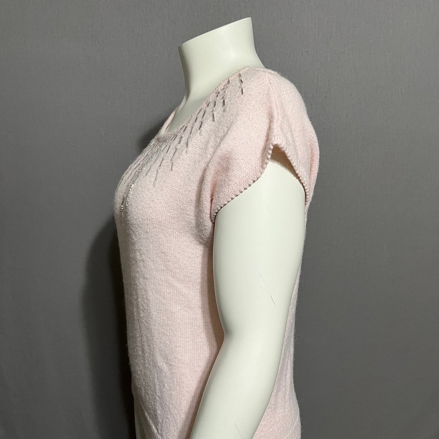 Vintage L.O.H Light Pink Beaded Embellished Sweater Sz-Medium