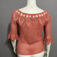 Vintage Rust Orange Open Knit 3/4 Sleeve Cut Out Sweater Sz-Medium