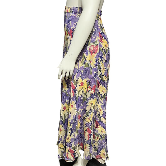 Vintage Lavender Multicolor Floral Swing Flowy Maxi Skirt Sz-Medium