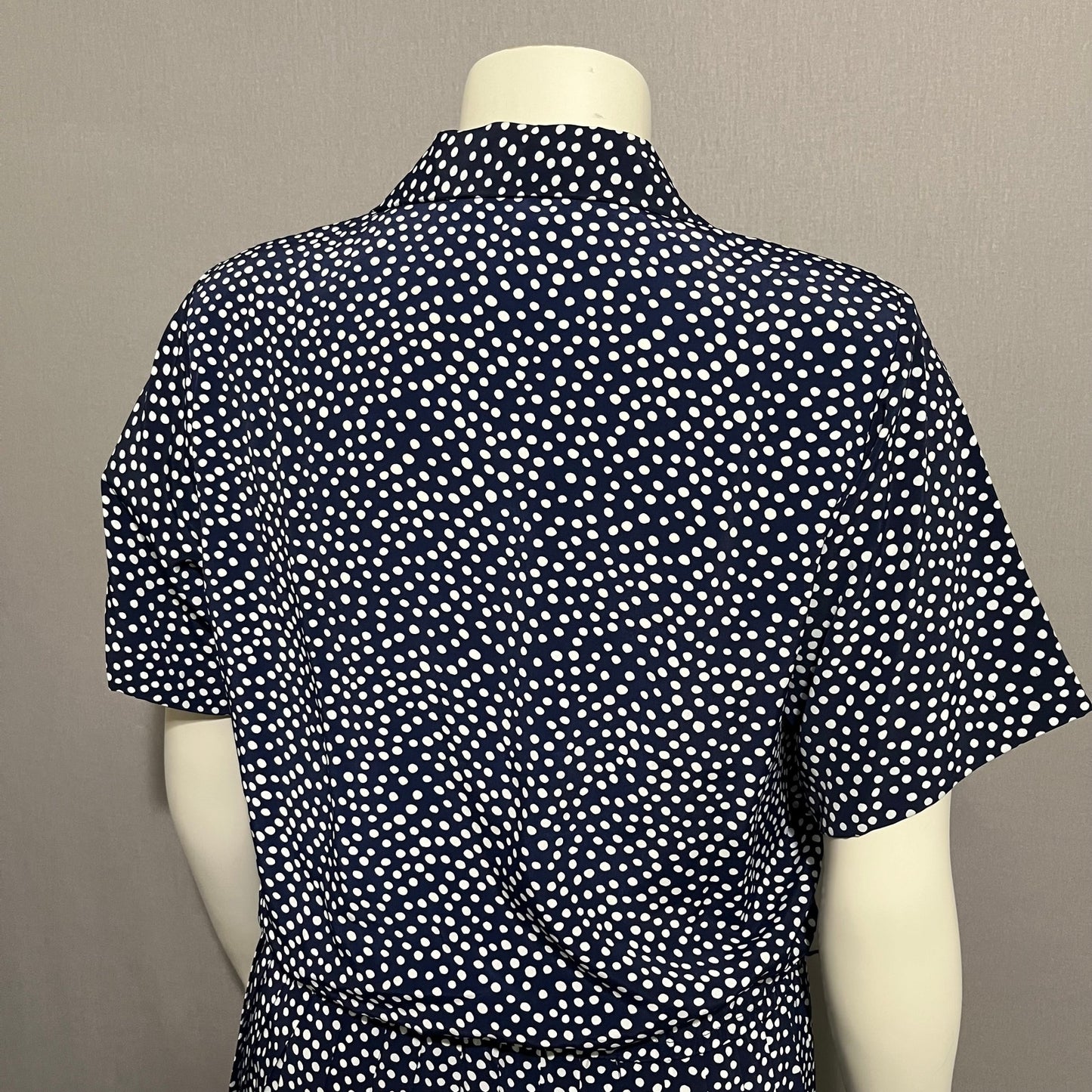 Vintage BGB Navy Polka Dotted Pleated Skirt Dress Sz-12