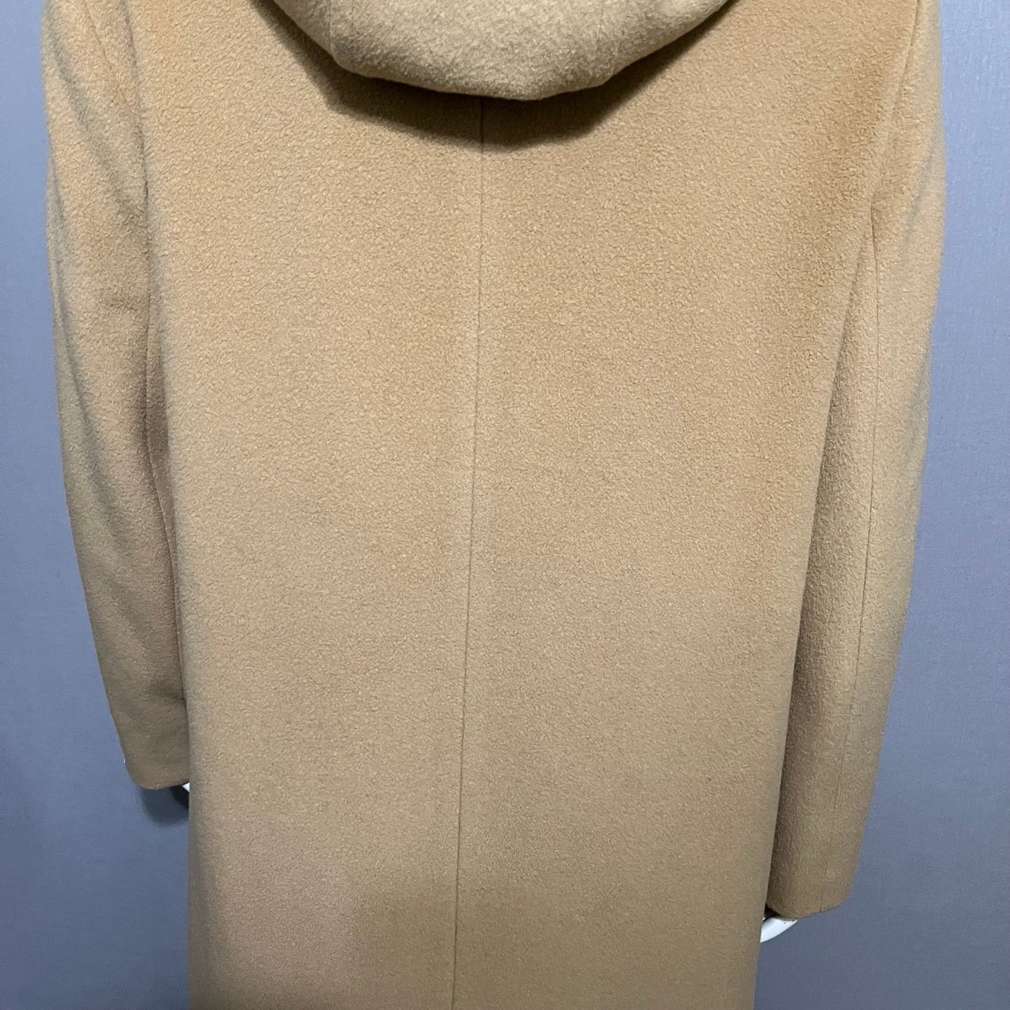 Liz Claiborne Camel Wool Cashmere Blend With Hood Longline Winter Coat Sz-12