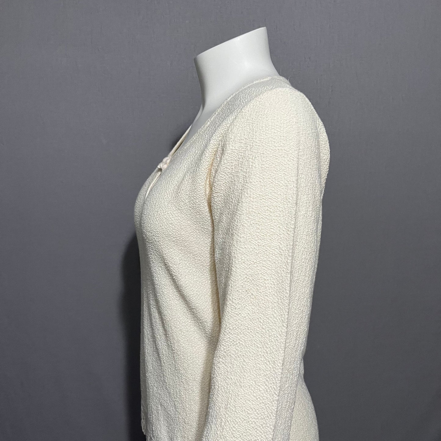 Pubenza Cream Textured Casual 100% Cotton Flared Sleeve Top Sz-Medium