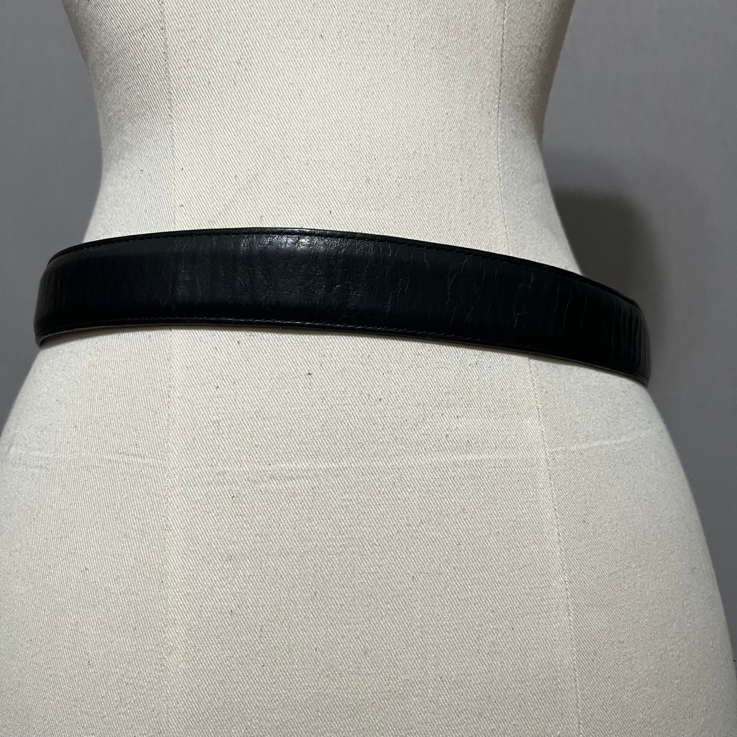 Tony Lama Black Distressed Leather Western Style Silver Hardware Belt Sz-Large