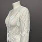 Belle France Sheer White Mesh Lace Embroidery Open Shrug Sz-Large