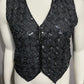 Vintage Sweet Sue Black Allover Sequin Beaded 100% Silk Vest Sz-Medium