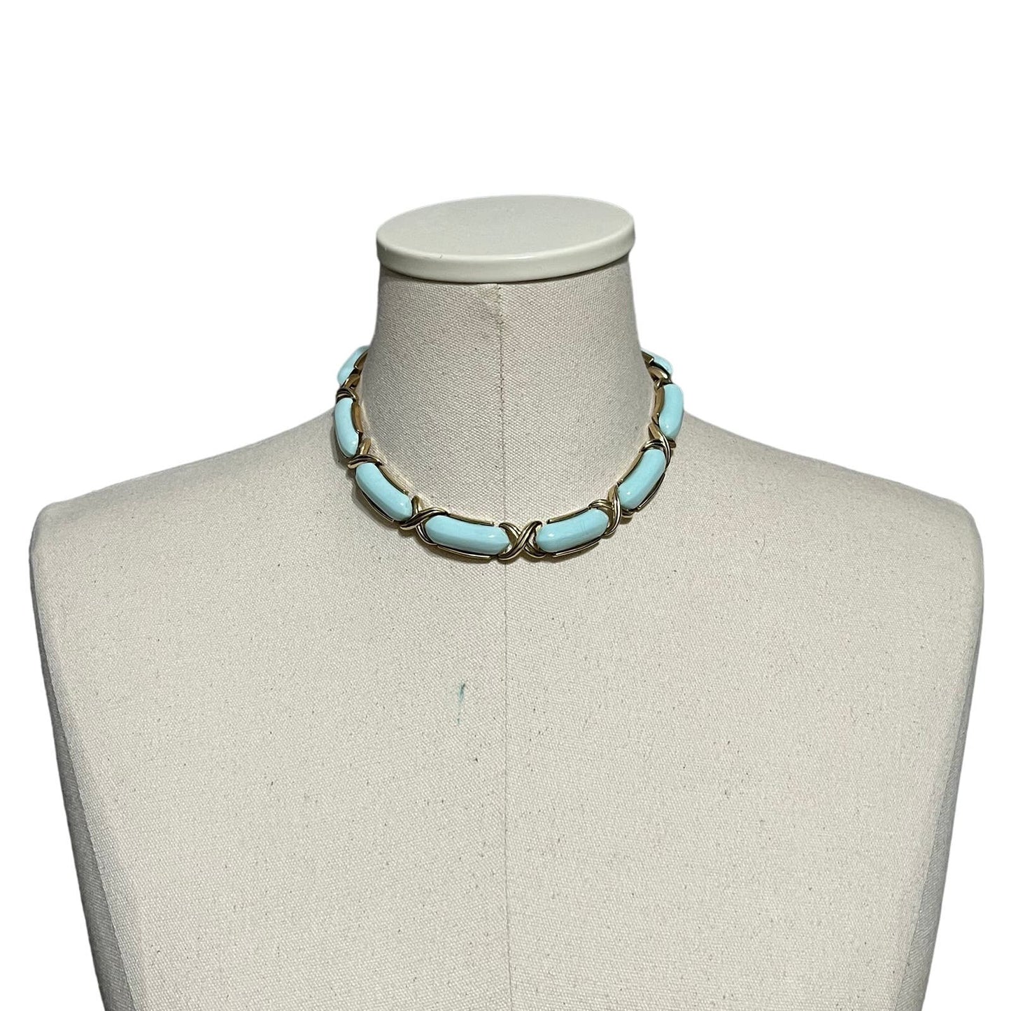 Trifari Mint Green With Gold Trim Necklace Sz- One Size