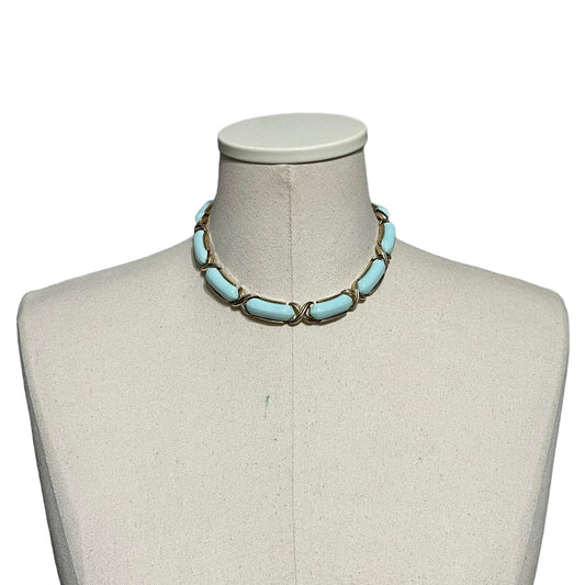 Trifari Mint Green With Gold Trim Necklace Sz- One Size