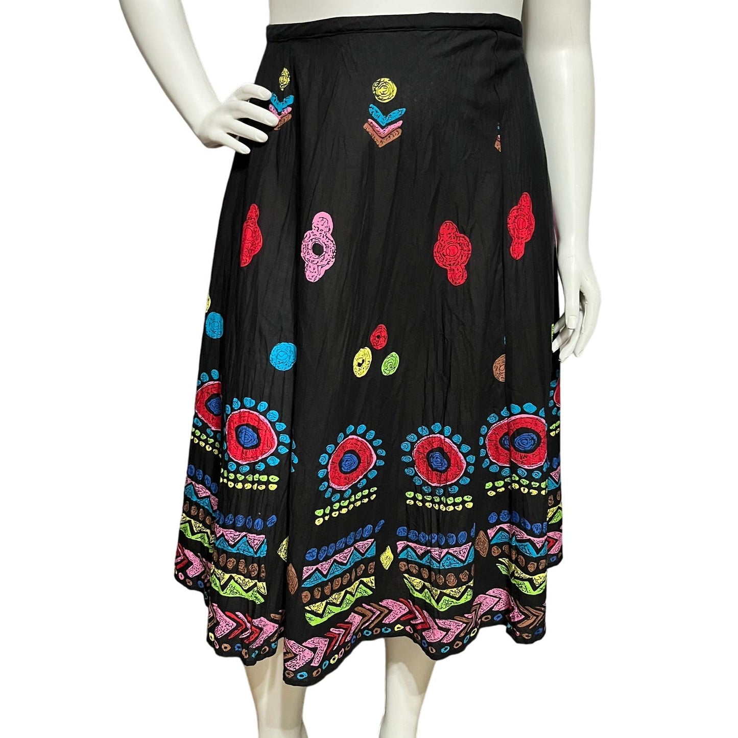 Studio Works 100% Cotton Multicolored Flare Skirt Sz-XL